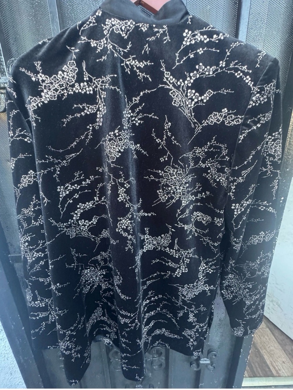 Rare Vintage R&M Richards Velvet Jacket Black Floral Glitter Made in USA Size 14 - Picture 13 of 15